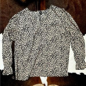 Ten/black leopard print long sleeve blouse, v neck